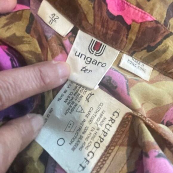 VINTAGE 80’s UNGARO TER BLAZER 100% SILK SZ 8 FLORAL CHIC PREPPY ECLECTIC STYLE - Picture 9 of 16